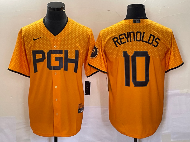 Men's Pittsburgh Pirates Bryan Reynolds #10 Gold 2023 City Connect Jersey